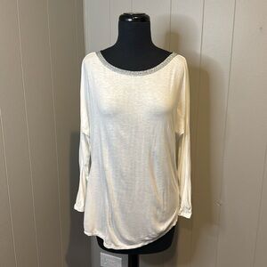 GAP Women’s Medium Long Sleeve Shirt Tunic Glittery Neckline Fabric Thin
